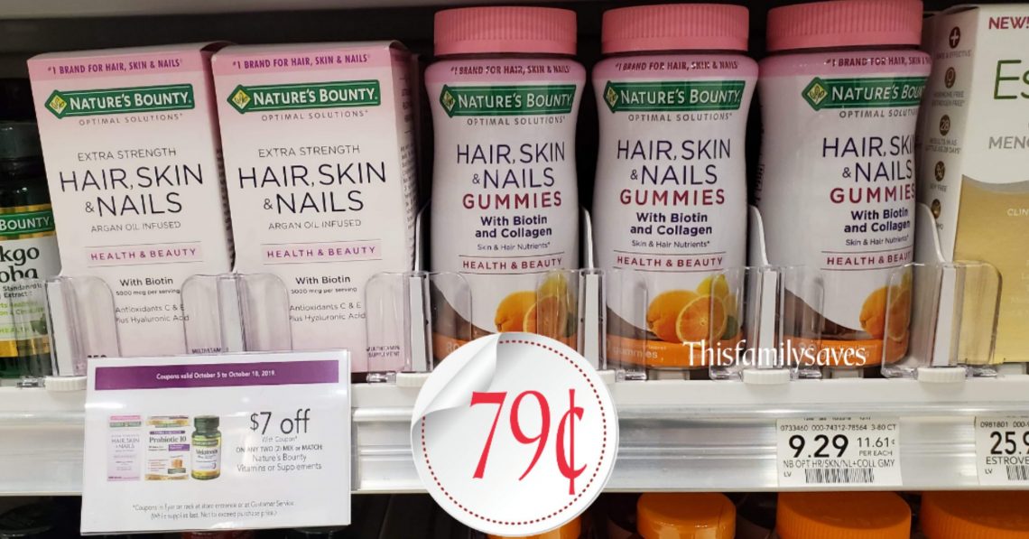 Nature's Bounty Hair, Skin & Nails Gummies - Only 79¢ each