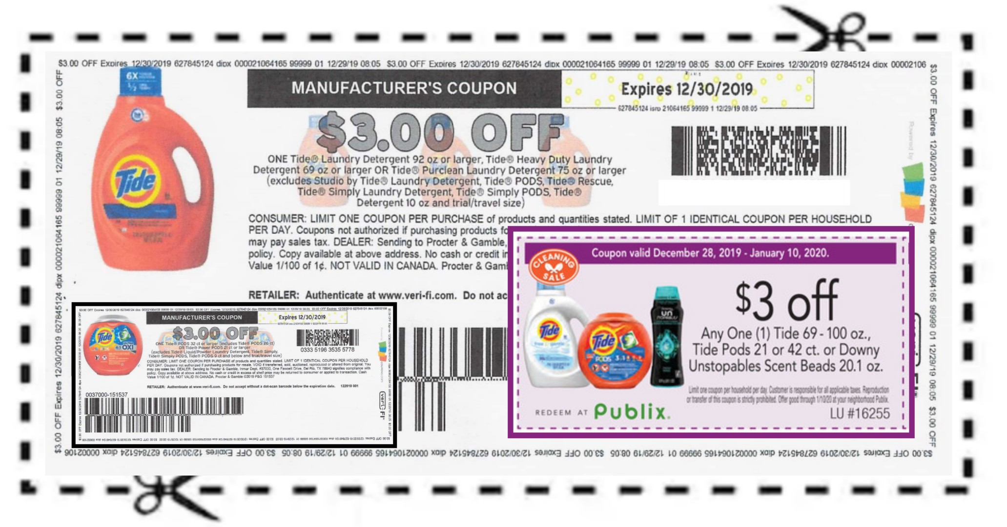 New 3/1 Tide or Downy Coupons Stack with 3/1 Publix Coupon