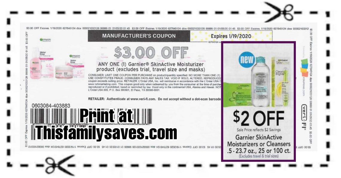 New $3/1 Garnier SkinActive Moisturizers or $2/1 Cleansers Coupons ...