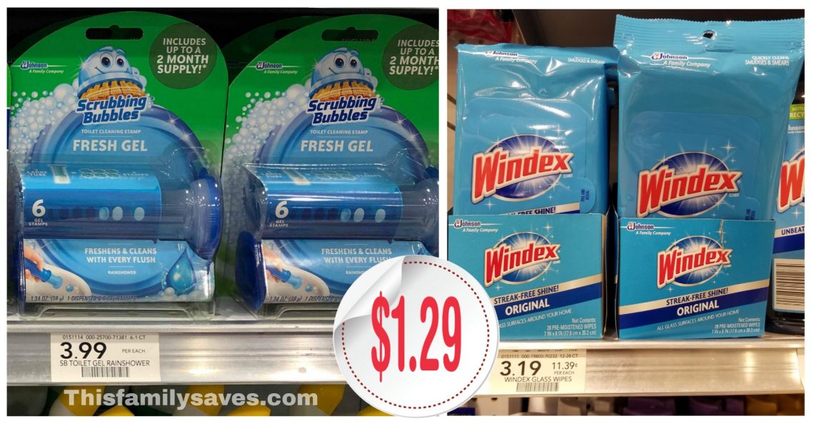Windex Glass Wipes & Scrubbing Bubbles Toilet Cleaning Gel – Only $1.29 each