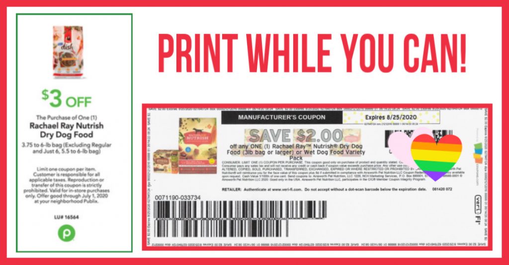 New 2/1 Rachael Ray Nutrish Dog Food Coupon Stack with 3/1 Publix