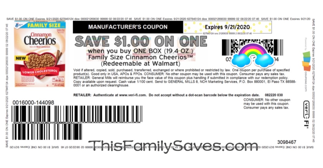 New HOT $1/1 Family Size Cheerios Coupon - Click to Print!!