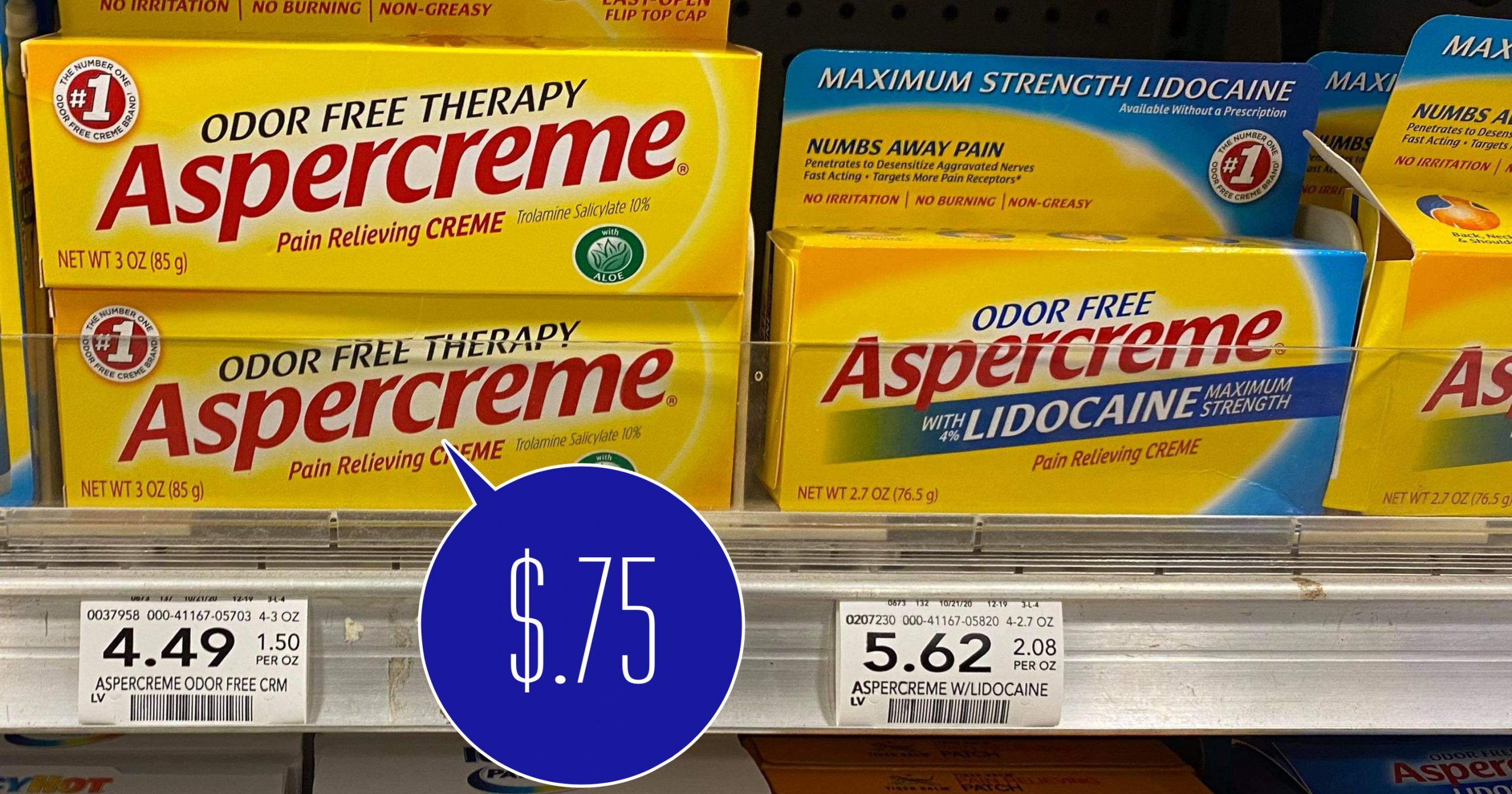 Aspercreme Only 75¢ each